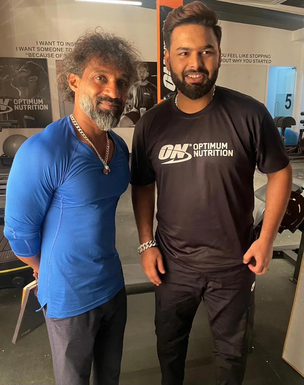 Kumar Velu with cricketer Rishab Pant at Power Fitness Club.